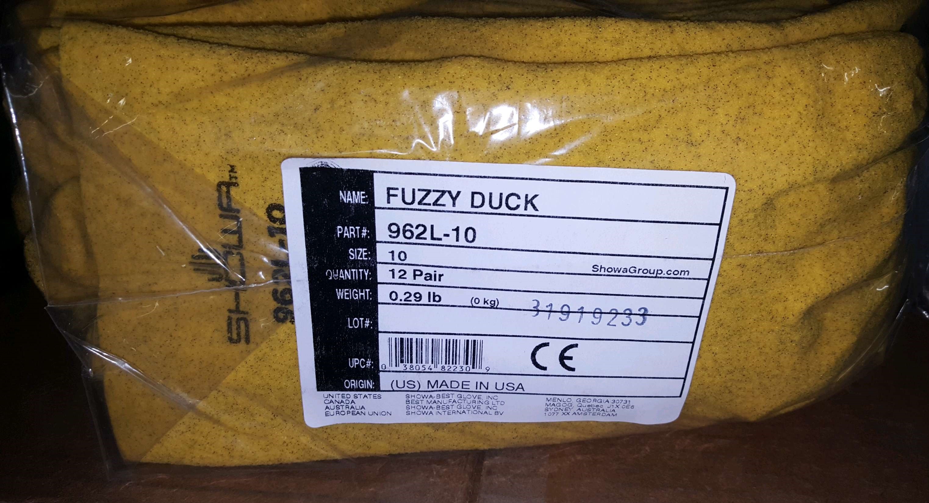 Best Fuzzy Duck Gloves Model 962XL-11 Size 11 Set of 12 Durable Flexible Yellow